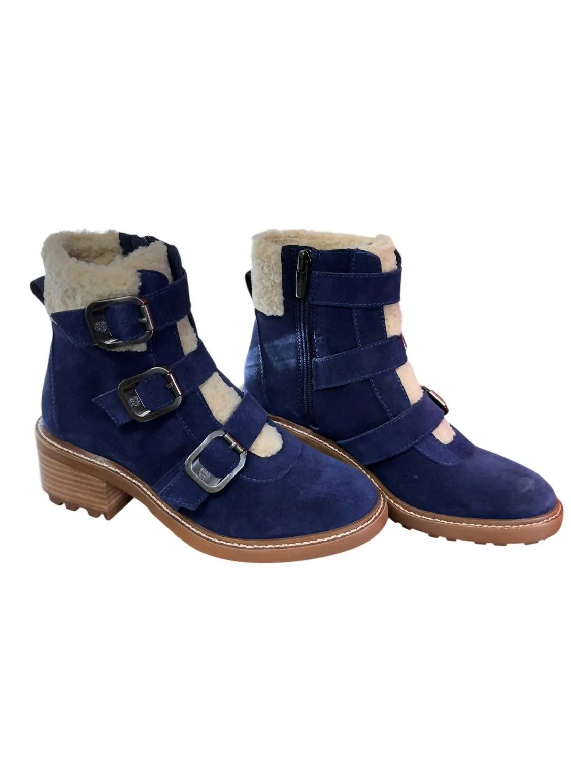 Women's Klerica Leather Boots In Navy Boots To Wear With Midi Dress