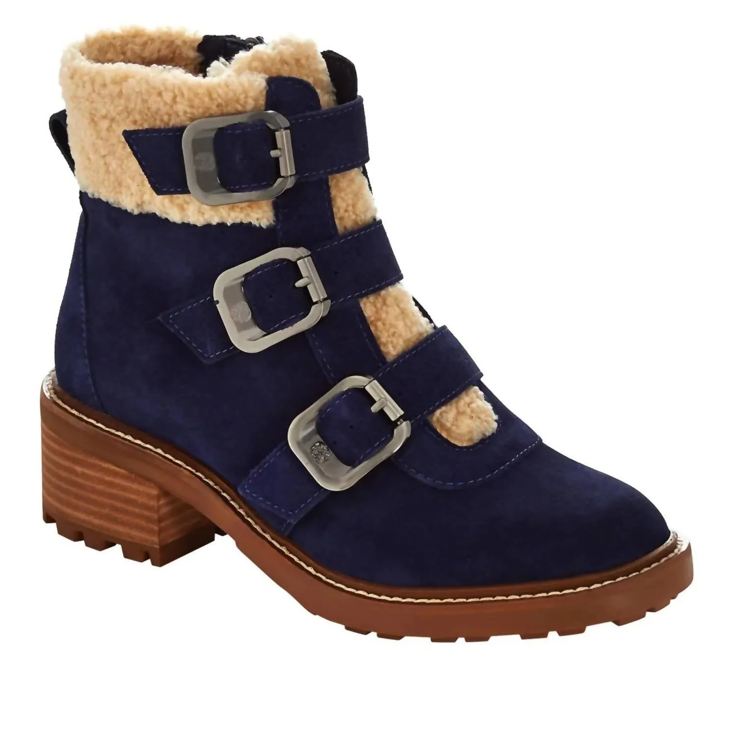 Women's Klerica Leather Boots In Navy Combat Boots With Platform