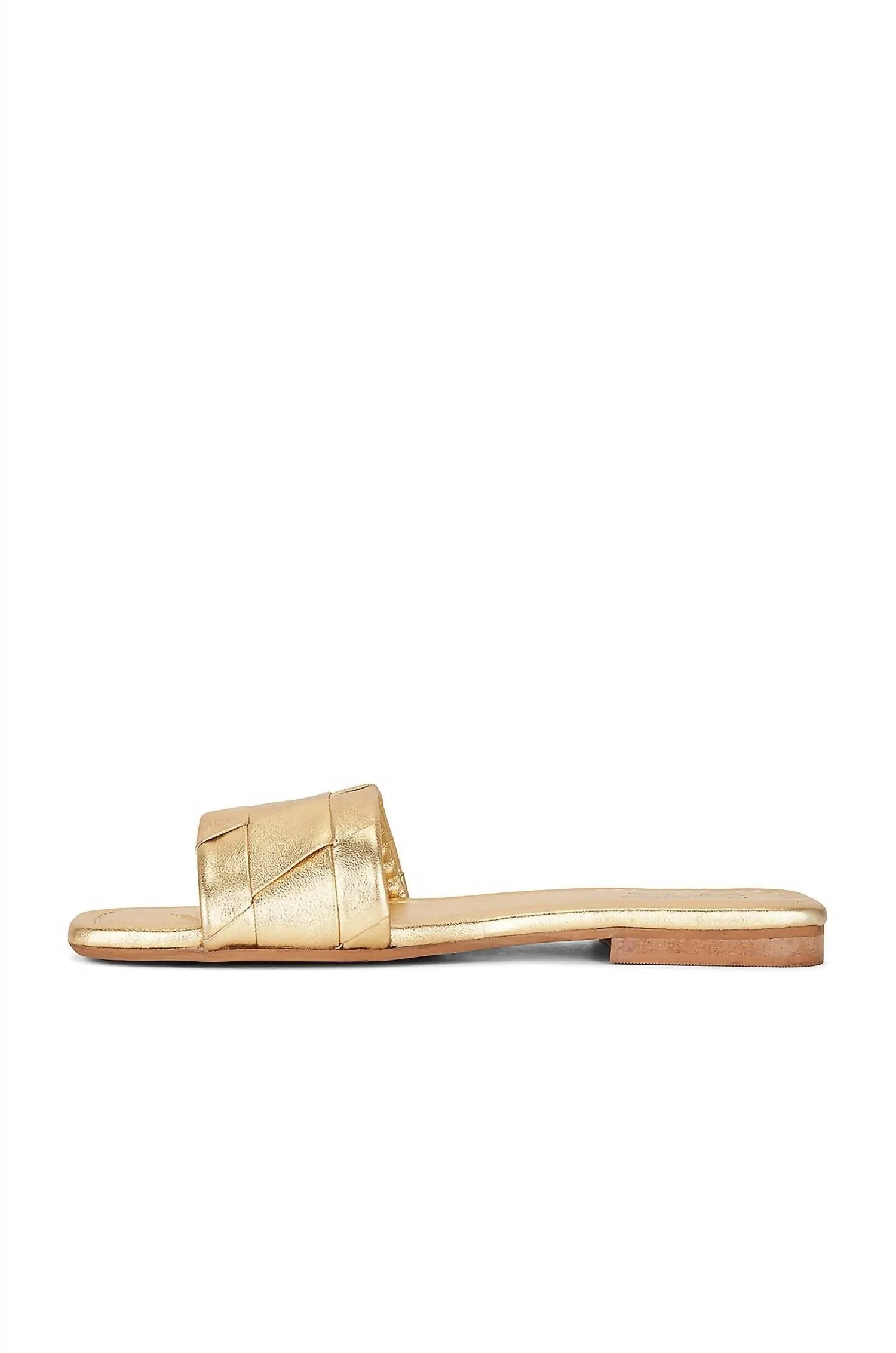 Sandals Yoga Women's Portland Leather Slide Flat Sandals In Metallic Gold