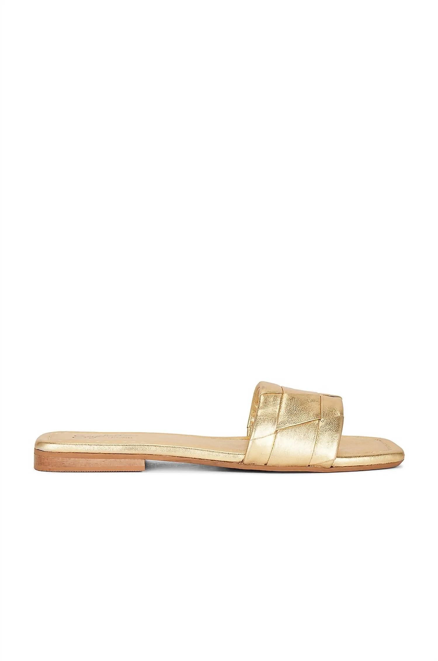 Like Teva Women's Portland Leather Slide Flat Sandals In Metallic Gold