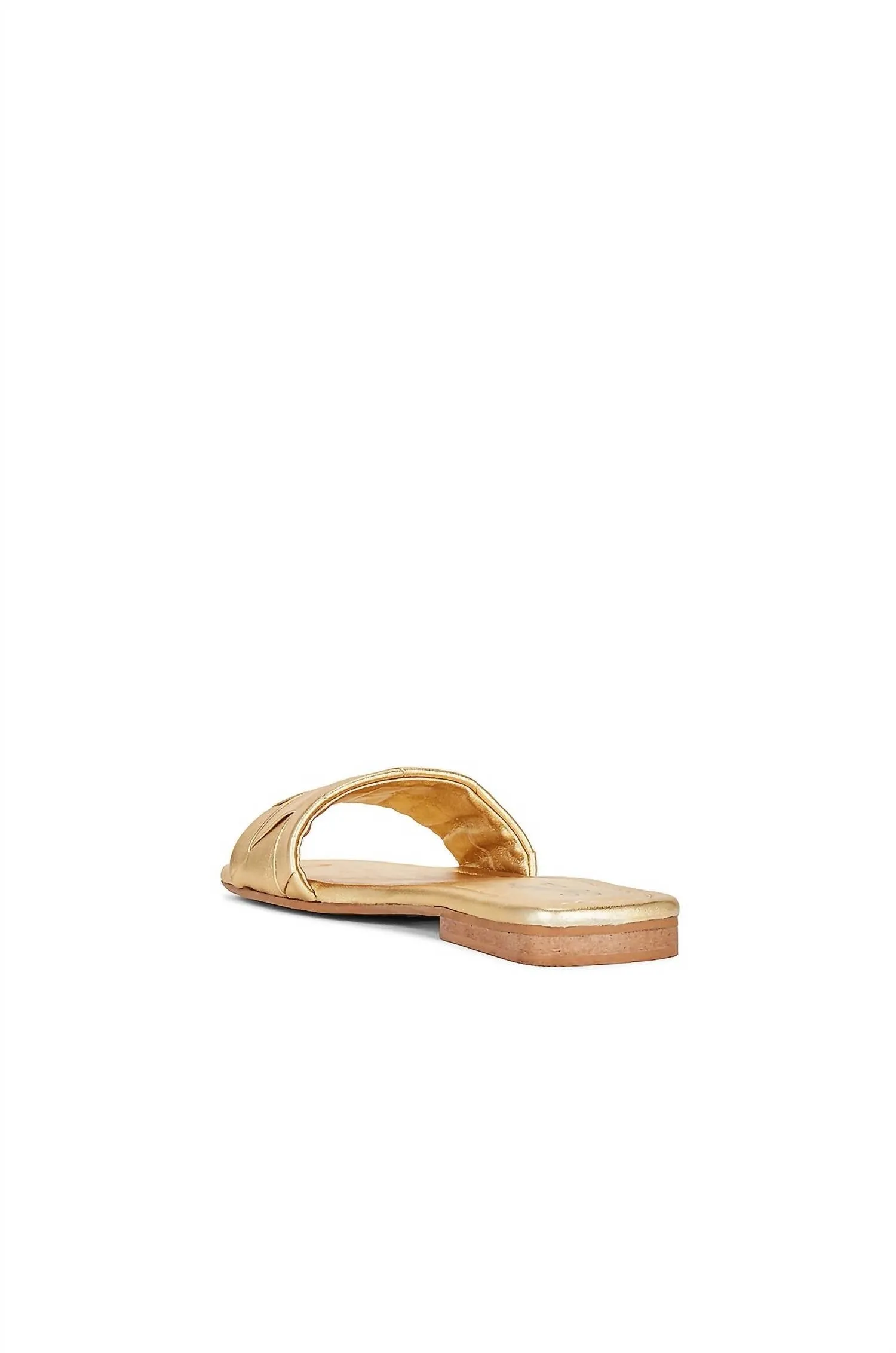 Women's Portland Leather Slide Flat Sandals In Metallic Gold Diamond Sandals