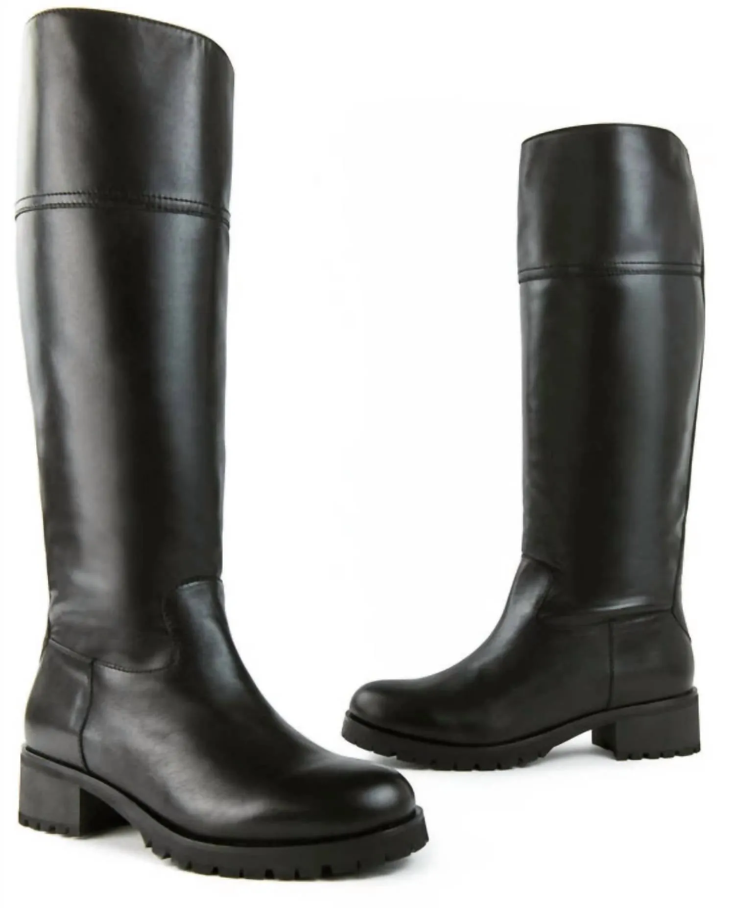 Women's Treck Knee High Riding Boot In Black Whites Boots