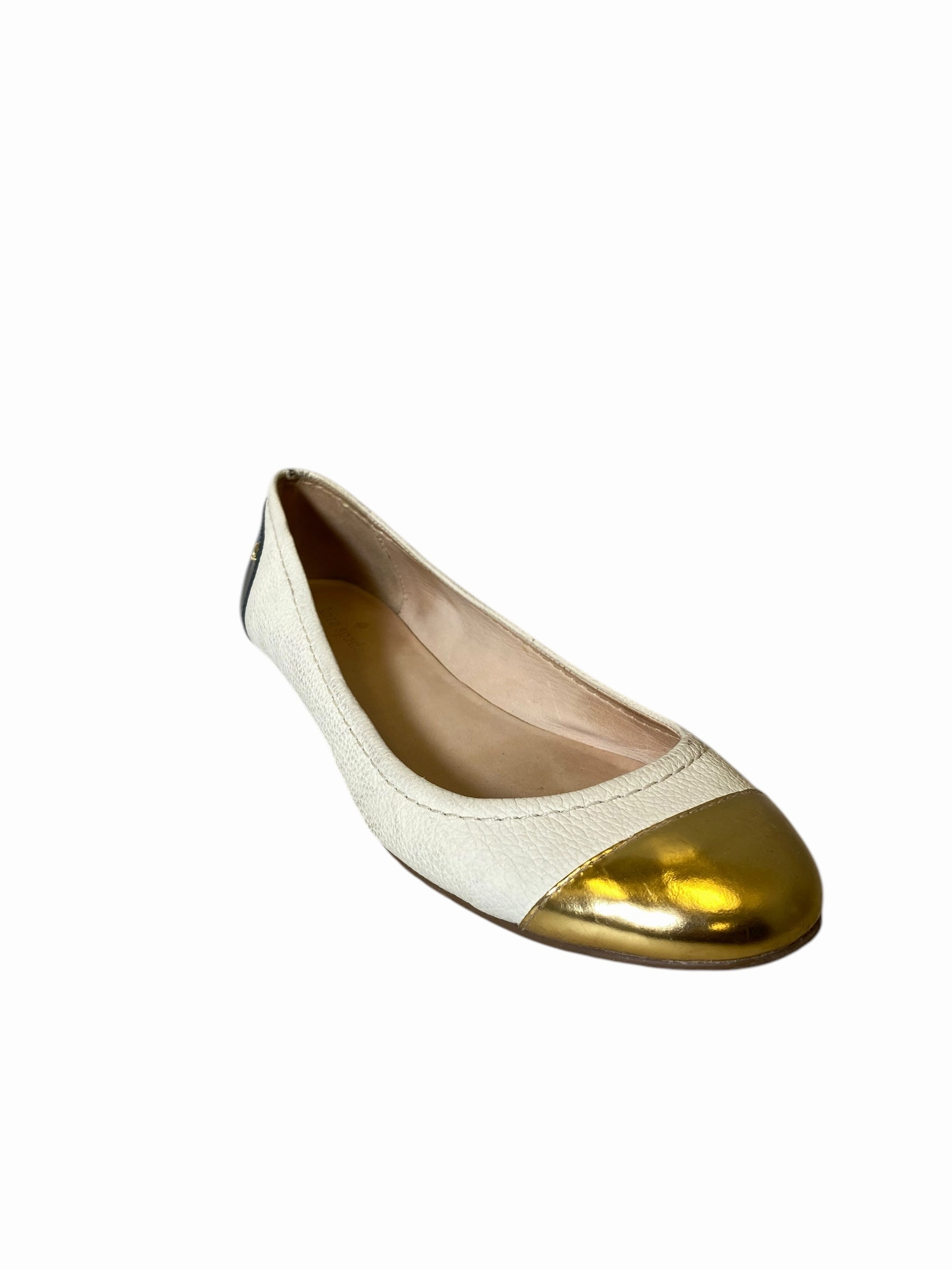 Casual Bottom Shoes Shoes Designer By Kate Spade In Gold & White, Size: 9.5