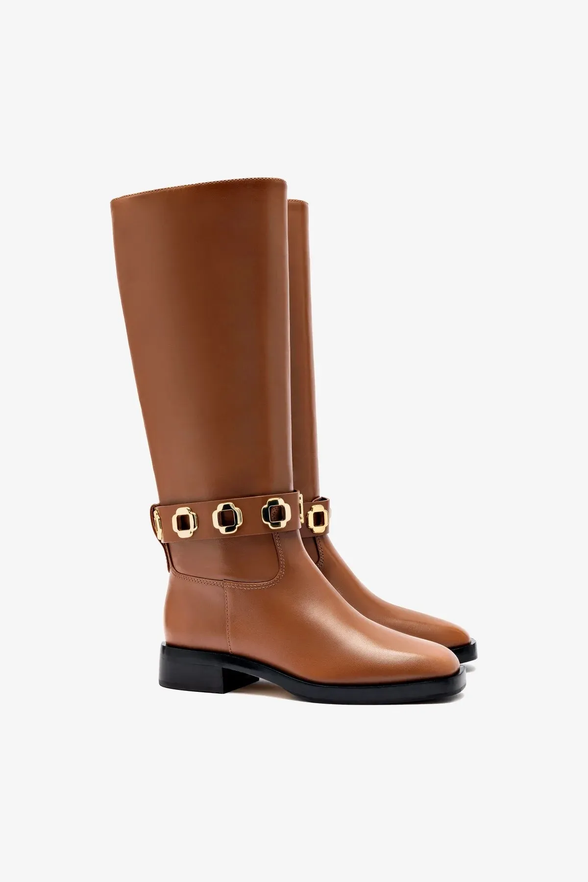 Milan Flat Boot In Caramel Leather Boots Spokane