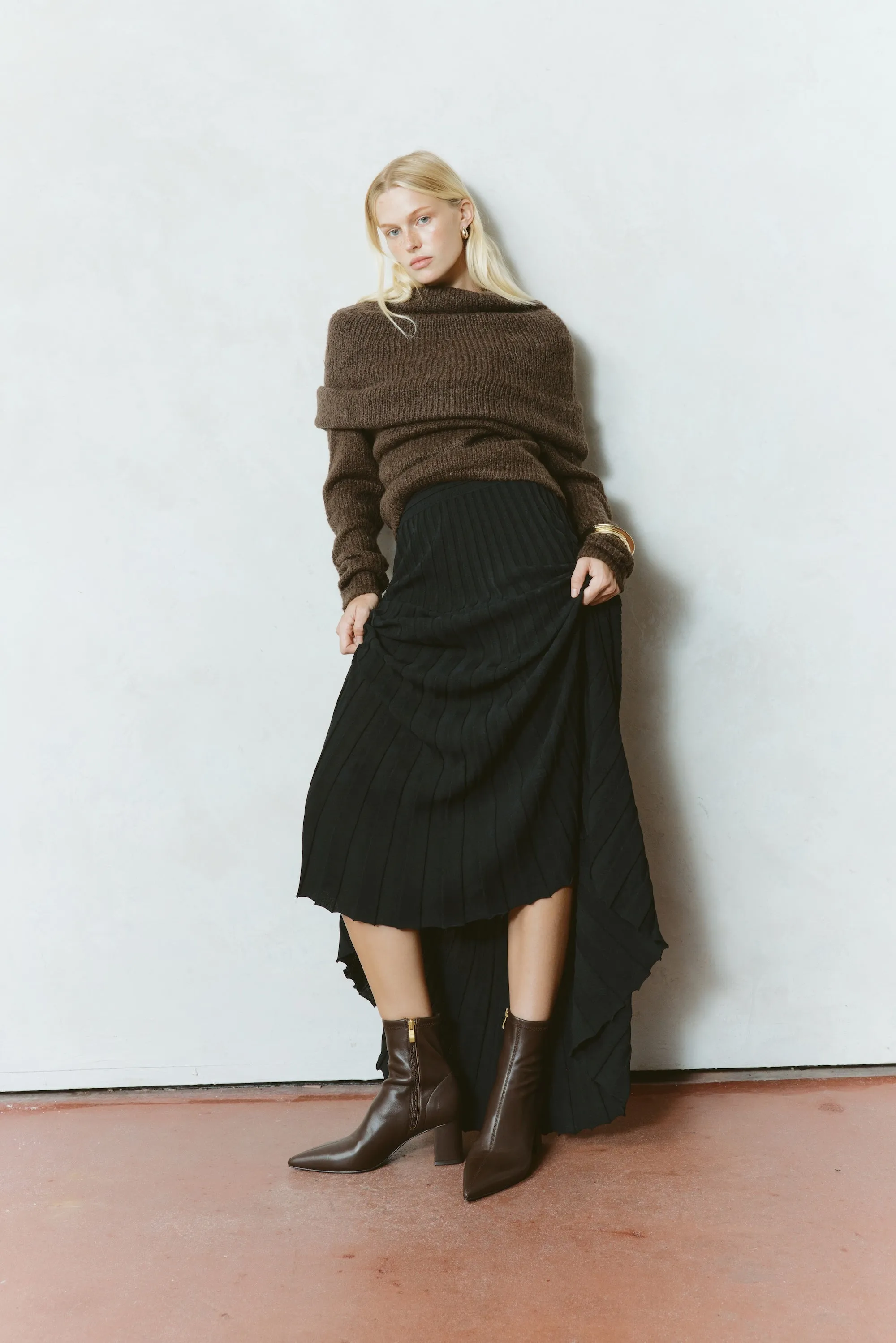 Grunge Boots Yanet Ankle Boots - Chocolate Brown Stretch Leather