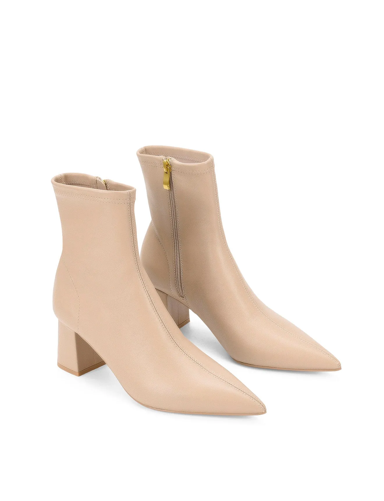 Yanet Ankle Boots - Nude Stretch Leather Suede Boots Ankle