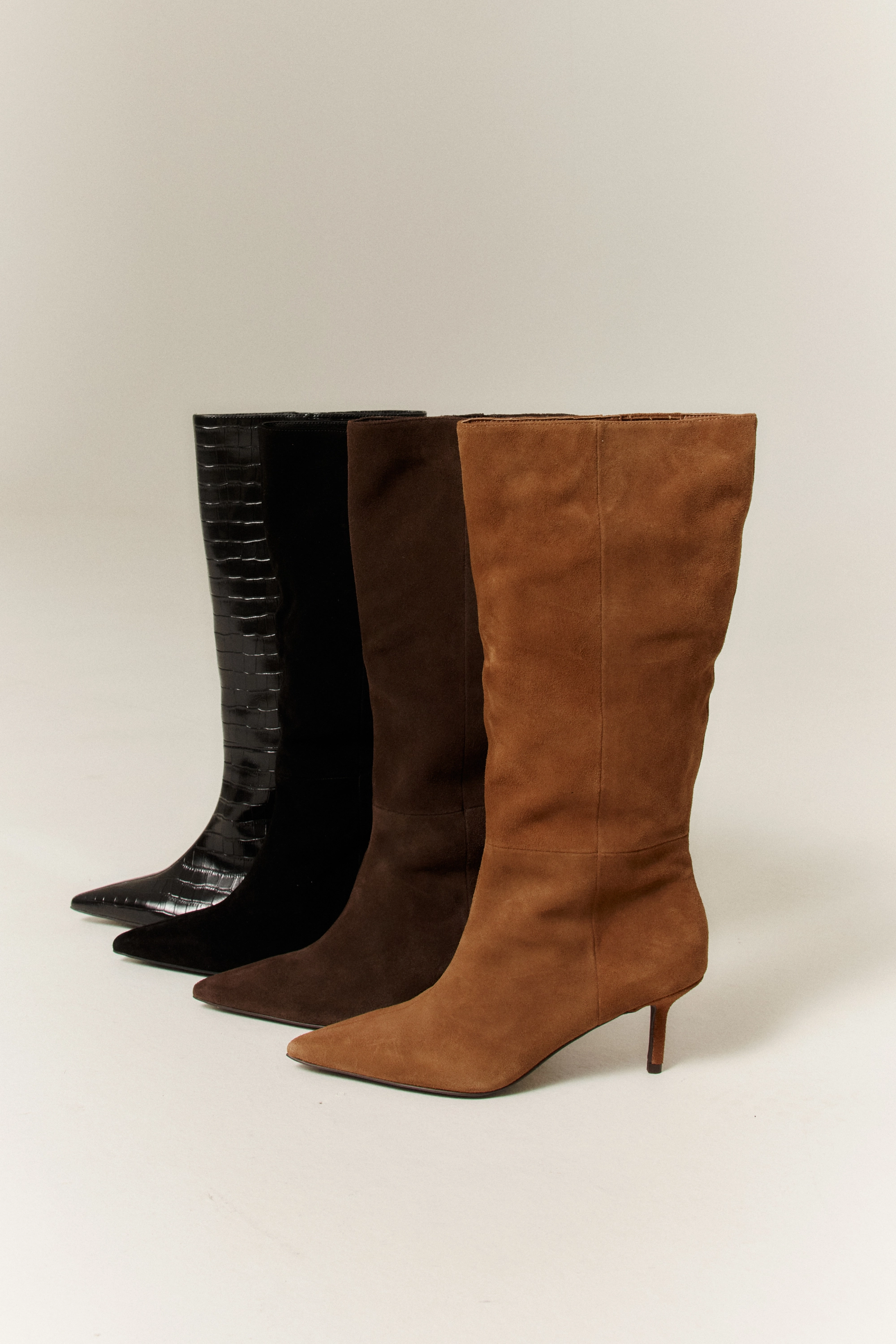 Yonita Long Boots - Tobacco Brown Suede Folded Boots