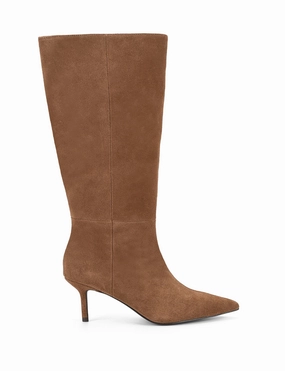 Boots On The Ground Fans Yonita Long Boots - Tobacco Brown Suede