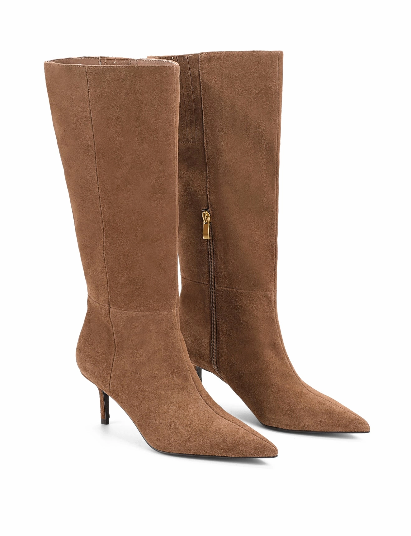 Yonita Long Boots - Tobacco Brown Suede Winterized Boots